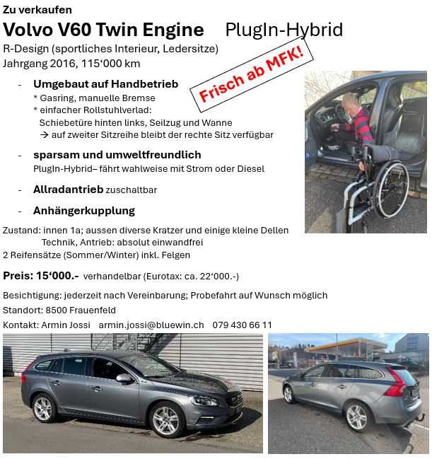 behindertengerechtes-auto-gebraucht Volvo V60 Hybrid mit Handbedienung
