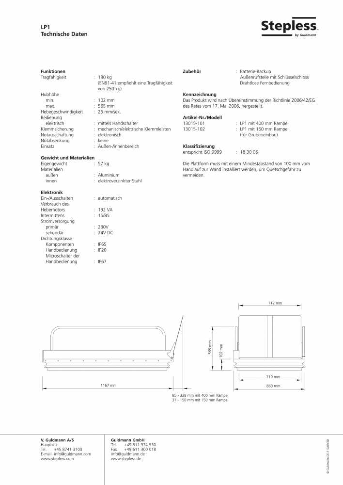 Foto Plattformlift Stepless Guldmann LP1 zu verkaufen