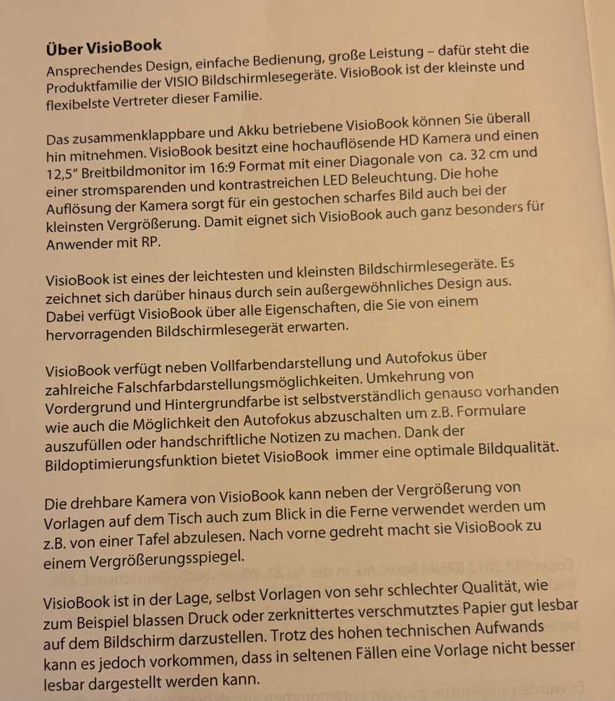 Foto VisioBook Bildschirmlesegerät
